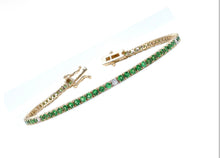 Load image into Gallery viewer, Emerald & Diamond tennis bracelet