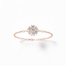 Load image into Gallery viewer, Flower Diamond Chain Ring Rose Gold