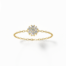 Load image into Gallery viewer, Flower Diamond Chain Ring Yellow Gold