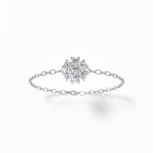Load image into Gallery viewer, Flower Diamond Chain Ring White Gold
