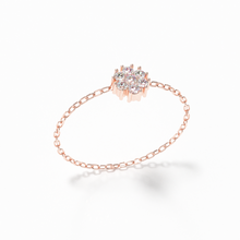 Load image into Gallery viewer, Flower Diamond Chain Ring Rose Gold