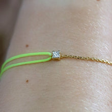 Load image into Gallery viewer, Miami Diamond Bracelet White Gold Princess Diamond Neon Yellow