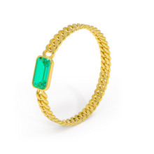 Load image into Gallery viewer, Cuban Link Emerald Ring