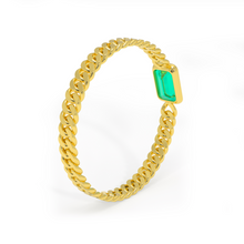 Load image into Gallery viewer, Cuban Link Emerald Ring