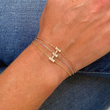 Load image into Gallery viewer, Line Trio Diamond Gold Chain Bracelet