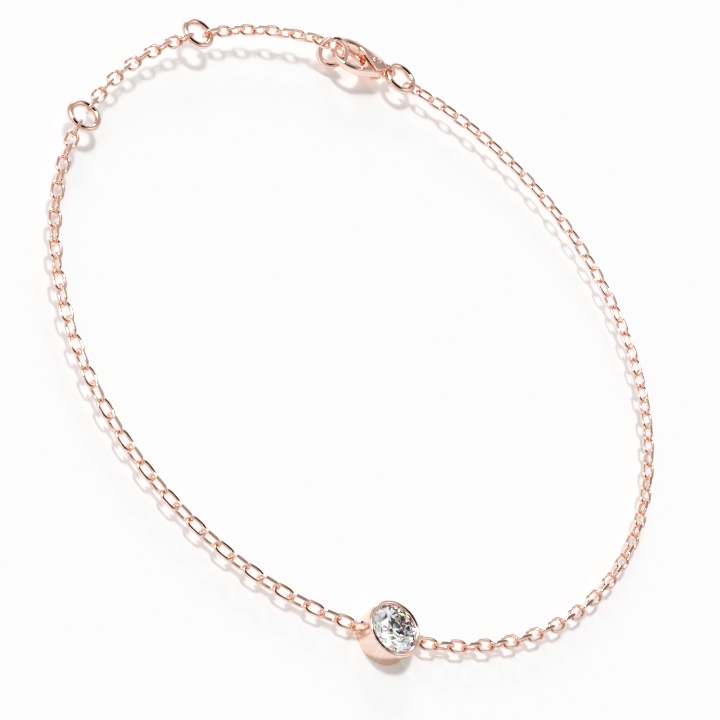 Solitaire Bezel Diamond Chain Bracelet | Asseh Jewels