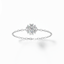 Load image into Gallery viewer, Flower Diamond Chain Ring White Gold
