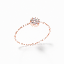 Load image into Gallery viewer, Flower Diamond Chain Ring Rose Gold
