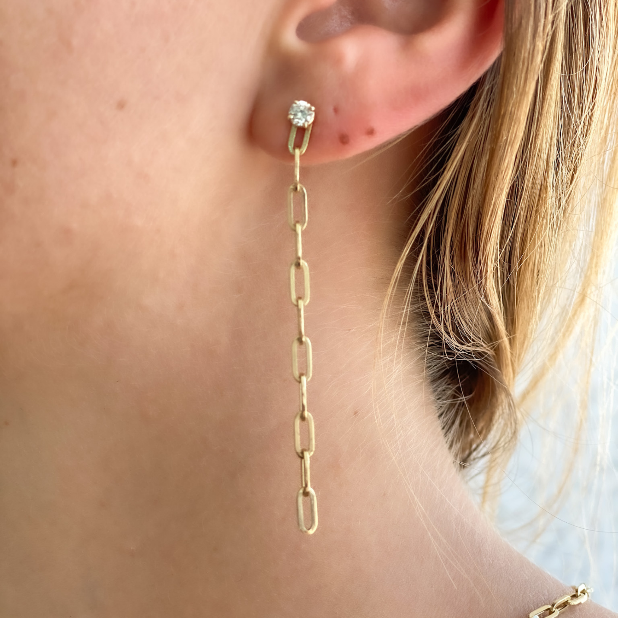 Ava Diamond Paper Clip Chain Earrings | Asseh Jewels