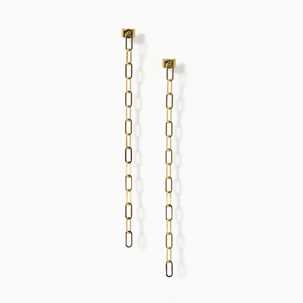 Paper Clip Chain Gold Earrings