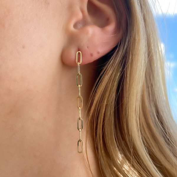 Paper Clip Chain Drop Earrings