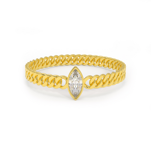 Cuban Link Marquise Diamond Ring