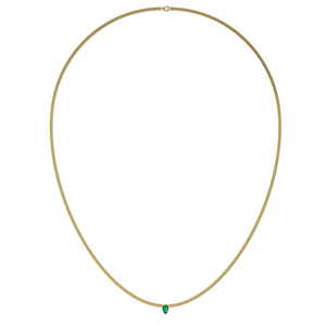 Cuban Link Pear Emerald Necklace
