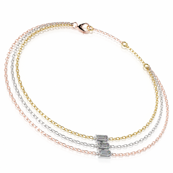 Trio Diamond Gold Chain Bracelet