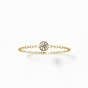 Mini Solitaire Chain Ring Yellow Gold