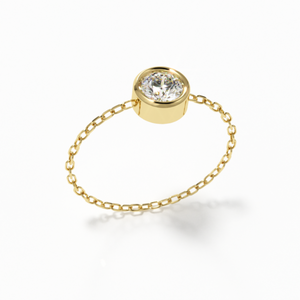 Solitaire Chain Ring Yellow Gold