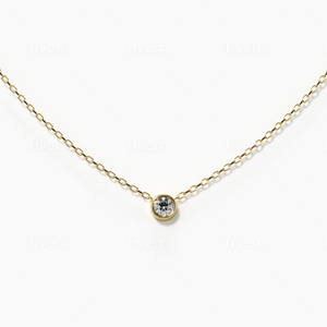 Solitaire Diamond Necklace Yellow 14K Gold