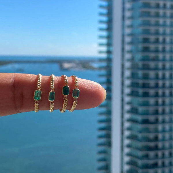 Cuban Link Emerald Ring