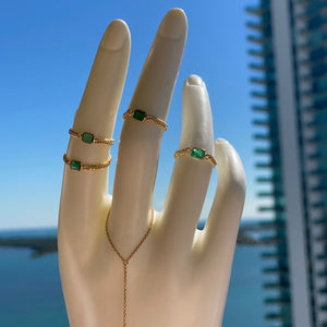 Cuban Link Emerald Ring
